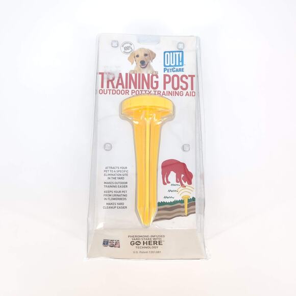 Out! PetCare Yellow Puppy/Dog Training Post Outdoor Potty Training Aid- New READ - Picture 1 of 15